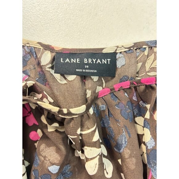 Lane Bryant Brown Floral Polyester Plus Top Size 28 - Picture 5 of 6